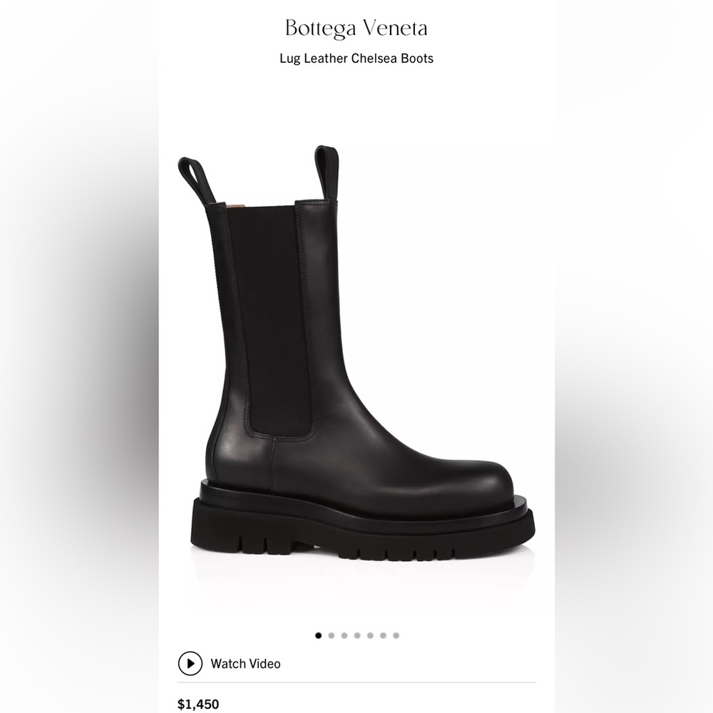 Bottega Veneta Black Lug Leather Chelsea Boot Size 37.5